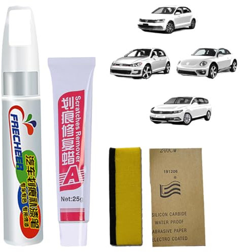 Lackstift Kompatibel mit VW Exakte Übereinstimmung für Chips und Kratzer, Lackstift Auto, Autolackreparatur, schnelle und einfache Lösung zur Reparatur kleinerer Autokratzer (LB9A Candy White)