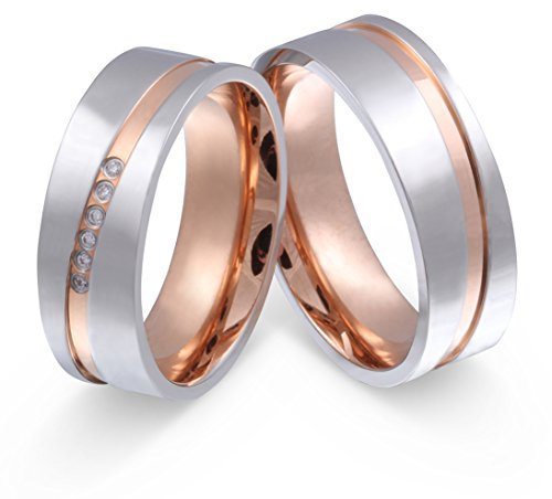 Juwelier Schönschmied - Damen Partnerringe Eheringe Paris Titan Zirkonia 58-62 T23HDac - Kostenlose Wunschgravur mit AMAZON KONFIGURATOR online gestalten!