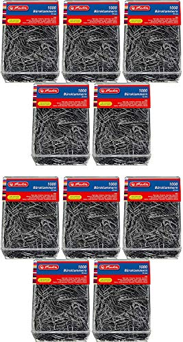 Herlitz Brief-, Aktenklammer 32mm verzinkt 1.000er Transparentbox (10 Packungen)
