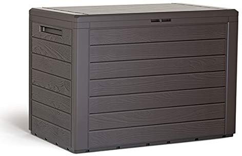 rg-vertrieb Gartenbox Auflagenbox 190L Truhe Box Gartentruhe Holz-Optik Woode Kissenbox Gartenkasten (Umbra)