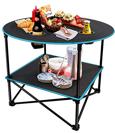 HANGOU Camping Table Portable Lightweight Folding Picnic Table with Carry Bag, for Outdoor,Picnic,Beach,Hiking (Blue)