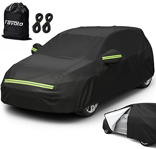 Favoto Telo Copriauto Invernale da Esterno Impermeabile Telo per Auto per Berlina 2 Volumi Realizzato in PEVA e Cotone con Zip, Resistente ad Acqua Polvere Neve Sole Freddo, 435x180x160cm, Nero