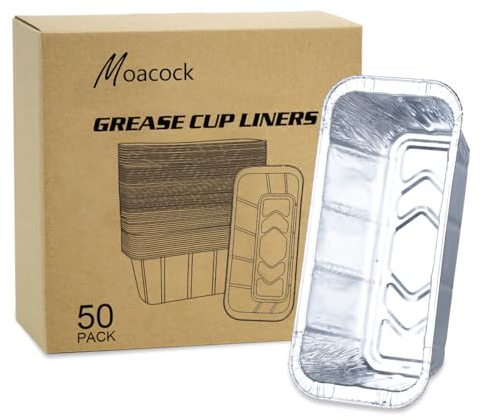 MOACOCK Lot de 50 bacs d'égouttement compatibles avec les plaques à graisse Blackstone de 71,1 cm, 91,4 cm, 76,2 cm, 55,9 cm et 43,2 cm, en feuille d'aluminium, accessoires pour grille de cuisson