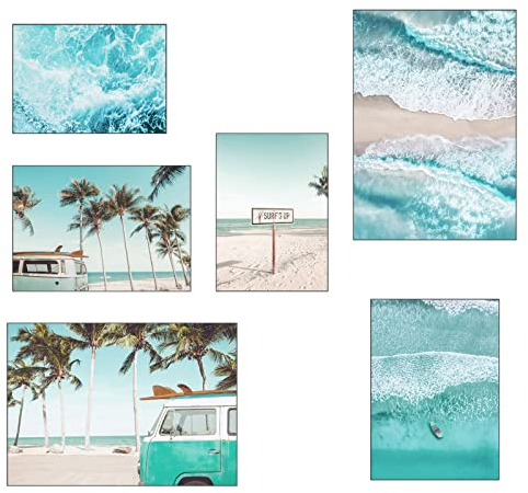 milaosk 6 Wohnzimmer Poster Set, Moderne Wandbilder Collage Deko Wandbilder Premium Poster Sommerlicher Stil für das Wohnzimmer und Schlafzimmer Flur Deko Dekoration - ohne Rahmen