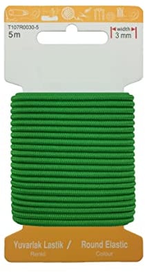 MITSY Elástico redondo resistente a desgarros, cordón de goma para coser, ancho de 3 mm, 5 m, verde, fuerte, redondo, goma de goma para pantalones, hogar, manualidades, telas para cerca