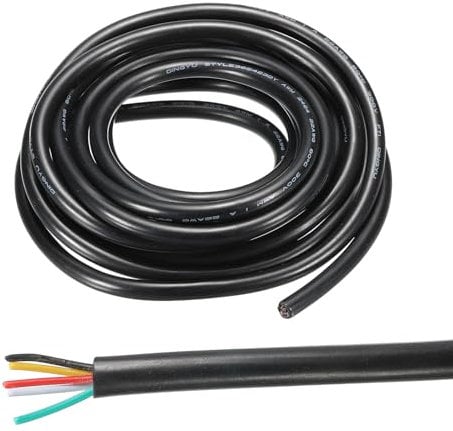 sourcing map 22AWG Electrical Wire 6 Conductors LED Power Lighting Cable Tinned Copper 9.8Ft Low Voltage PVC Case Flexible Extension Cord Black for LED Strips Lamps Lighting