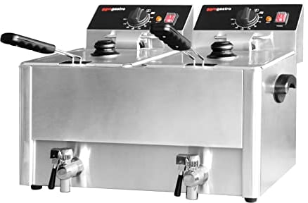 GGM Gastro | EFH8+8 | Elektro Doppelfritteuse - 8+8 Liter - 6,5 kW - mit Ablasshahn