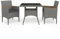 Gecheer 3-TLG. Garten Sitzgruppe Gartenmöbel Set Garten Essgruppe Gartengarnitur Sitzgarnitur Set 2 Sessel mit Tisch Rattanmöbel Balkonmöbel Set Terrassenmöbel Grau Poly Rattan und Akazienholz