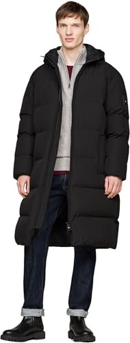Tommy Hilfiger Abrigo de Plumas Hombre Down Parka con Capucha, Negro (Black), 3XL