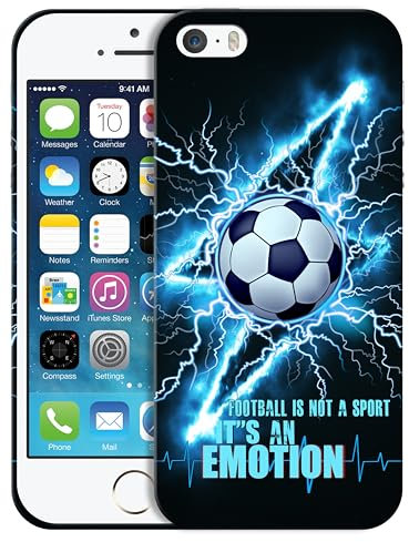GlamCase for iPhone 5 / 5S / SE 1st Gen, iPhone 5 / 5S / SE 1st Gen Case - Football (Soccer) Lightining Design Printed Cute Plastic Protective Designer Back Case for iPhone 5 / 5S / SE 2016.
