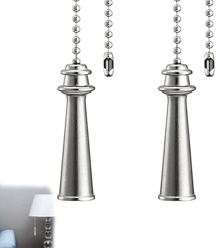 Nadiaen Pull Cord Handle, 2 PCS Light Pull Cord, Light Switch Pull Cord, 150cm Length Light Pulls for Bathroom Light Pull Chain Extension Weighted Cord Pull for Toilet Ceiling Fan Light Switch