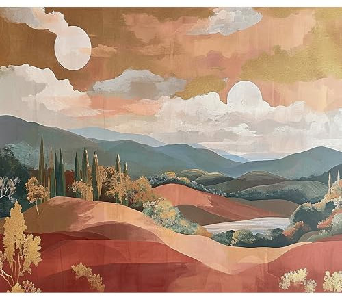 murando PREMIUM Papier peint Motif Rétro années - 450x315 cm Décoration Murale XXL Original Poster Tableaux Muraux Tapisserie Photo Trompe l'oeil - Création Effet terre cuite Orange c-H-10021-a-a