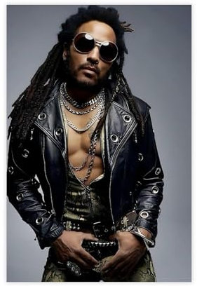 bpoejge Exklusive Kunst, individualistische Rocksängerin Lenny Kravitz, Retro-Porträt-Poster, 4 Leinwand-Poster, Schlafzimmer, Dekoration, Landschaft, Büro, Raumdekoration, Geschenk, 30 x 45 cm
