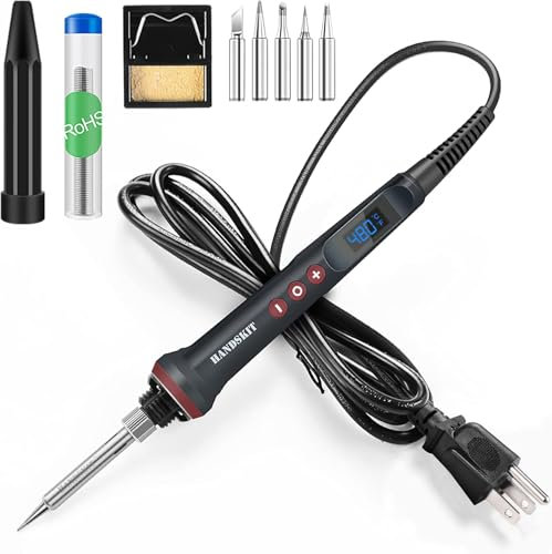 Set saldatore 9 in 1, 200 W, 220 V, stazione di saldatura con temperatura regolabile, 180 – 480 °C, 5 punte per saldatore, filo saldatore, per riparazioni elettriche, hobbistica professionale