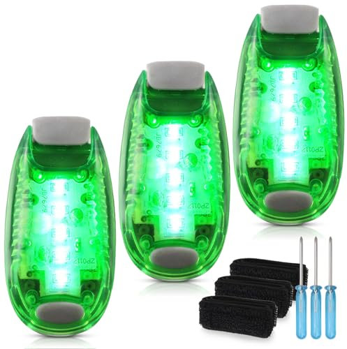 3 Stück LED Sicherheitslicht, Blinklicht Schulranzen Licht, Clip Reflektor Rucksack licht, Sicherheitsleuchten für Jogger, Hunde, Outdoor-Sicherheit, Kinderwagen-Sicherheit(Grün)