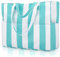 benpen Large Beach Bag for Women: Waterproof Summer Tote with Zip, 9 Pockets, Cyan