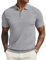 COOFANDY Polo Lavorata a Maglia da Uomo Polo Elasticizzata a Maniche Corte T-Shirt da Uomo con Cerniera Polo da Golf Tinta Unita Polo Grigia M