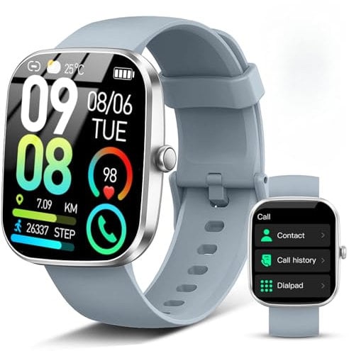 Dyurwa Montre connectée pour Homme, 1,91 HD avec réponse/appels, Montre Intelligente avec Sommeil/podomètre, Moniteur de fréquence Cardiaque, étanche IP68 pour iOS Android