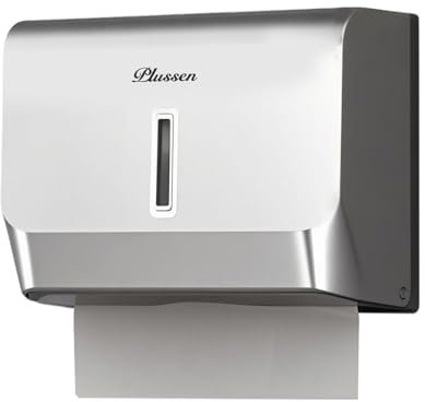 plussen Handtuchspender Wandmontage für Papierhandtücher, Kommerzieller Badezimmer- & Küchenspender,Z-Falzung/Multifalzung Fassungsvermögen 200 Blatt,Papierhandtuchspender ohne Bohren(6006 silbrig)