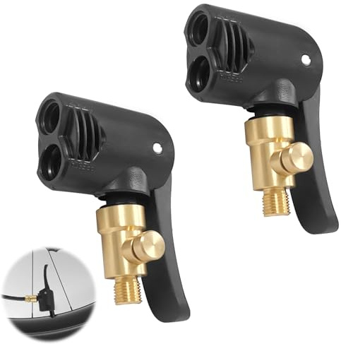 Mirriverse 2 Stück Doppelkopf Ventiladapter, Presta Schrader Pumpenkopf | Messing Hebelstecker, 2 in 1 Air Chuck für Kompressor, Fahrradpumpe, Auto und Motorrad