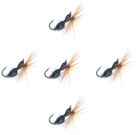 BUBEFSKD 5 piezas de moscas secas negras hormigas moscas de pesca con púas para pescadores, cebos artificiales profesionales, cebos flotantes, señuelos de pesca de agua natural