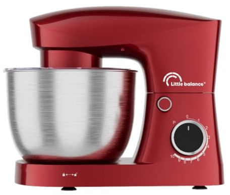 LITTLE BALANCE 3060 Easy Pâtisserie 2, Küchenmaschine, Edelstahlschüssel 5 l, 10 Geschwindigkeitsstufen, Pulsfunktion, neigbarer Kopf, mit Haken, Schneebesen und Mixer zum Mischen, Schlagen, Kneten