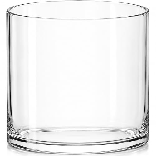 Royal Imports Flower Glass Vase Decorative Centerpiece For Home Or Wedding - Cylinder Shape, 8 Tall, 8 Opening, Clear