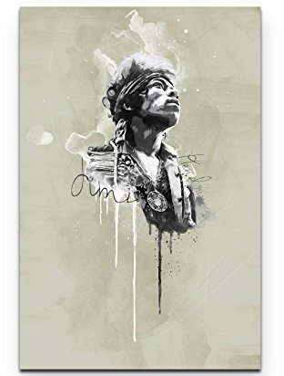 Paul Sinus Art Jimi Hendrix II 90x60cm Splash Art Wandbild auf Leinwand naturfarbend