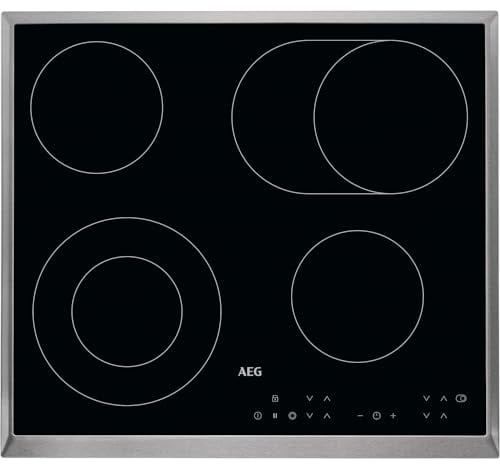AEG 3000 Series Radiant Hob Ceramic, HK634060XB, 58cm 4 Zones, Ceramic Hob with Stainless Steel Frame