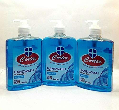 3 PCS CERTEX BLUE ORIGINAL ANTIBACTERIAL HAND WASH 500ML GENTLE PUMP LIQUID SOAP FOR USE IN HOME, OFFICE, RESTAURANTS ETC.