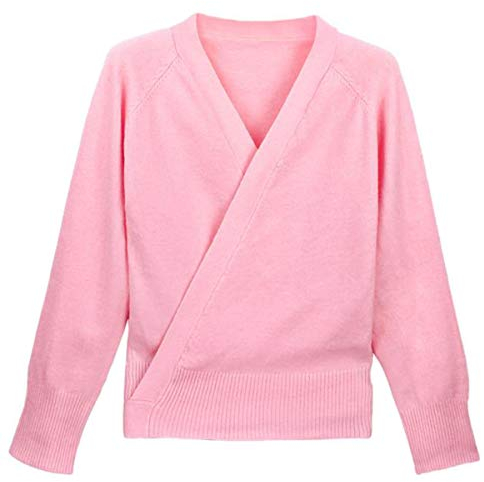 XueXian Damen Langarm Ballett Top Wickeljacke Pullover Strickjacke Bolero Top Cardigan Oberteile(Rosa, L: Büste 96cm)