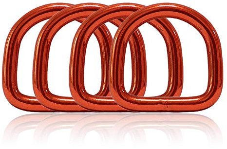 Ganzoo D - Ring aus Stahl, 4er Set, Innenmaß 21mm, Materialstärke 4mm, DIY Hunde-Halsband, nichtrostend, geschweißt, Ideal mit Paracord 550, Farbe rot