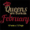 TShirt Showroom Queens are Born in February Birthday Hotfix Rhinestone Diamante Iron on Transfer Motif Applique