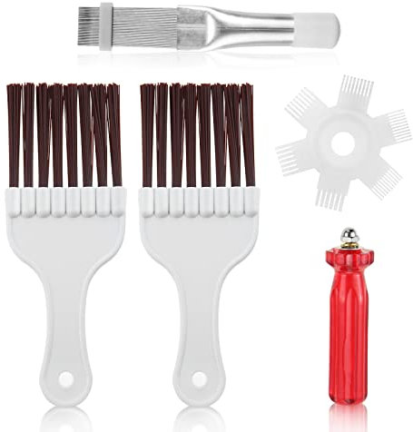 HZMONSTAR 4 Stück KlimaanlagenKondensatorFinnenReinigungsbürste, SpulenKondensatorbürste, AC Fin Comb, Edelstahl Air Kühlschrank Fin Cleaner Schneebesen Bürste Verdampfer Heizkörper Reparatur