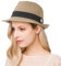 GEMVIE Chapeau de Panama Adulte Chapeau de Paille Summer Beach Jazz D’été Unisexe Classique en Plain Air Respiranten Papier Soleil Anti-UV pour Plage Vancances (Kaki)