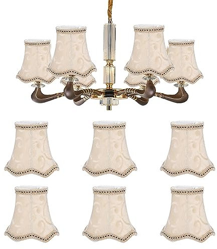 6 Stück Wellenförmige Lampenschirme 13×12×8 cm E14 Clip Stoff Lampenschirm Kronleuchter Nachttisch Lampenschirm Kleiner Tischlampenschirme für Wandleuchte Stehlampe