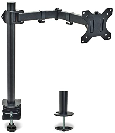OVERMUST - Single Monitor Arm | Fits 13'' to 32'' Screens | Height Adjustable by 16 Inch | 10 Kg Load Capacity | 360° Rotation | Cable Management | Easy Installation, FOR ONE MONITOR, Alloy Steel