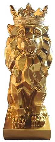 Crown Lion King King Statue Skulptur Löwen Statuen Nordische Stil Heim- und Studiendekoration Löwe Dekor abstrakte geometrische Skulpturen Harztier Figuren Innen- und Heimbüro Geschenke,Gold b
