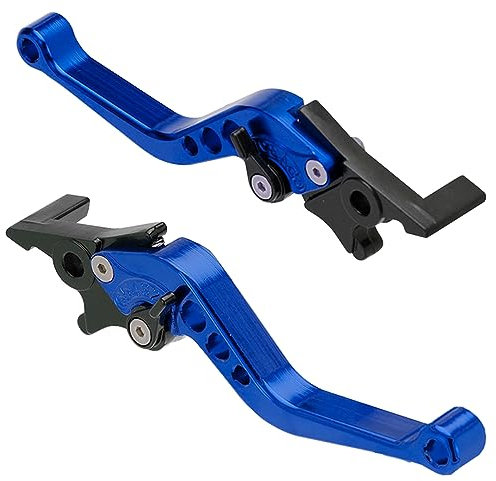 MOCNT 1 Paire Leviers Embrayage Frein de Moto 22mm Réglable Levier de Poignée d'embrayage de Frein CNC Aluminium Double Levier de Frein Disque Guidon Scooter Universel Bleu