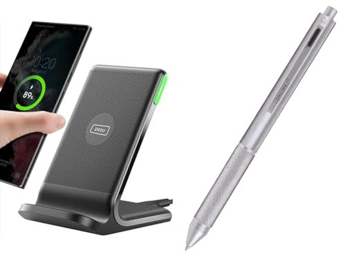 INIU Wireless Charger, 15W Fast Wireless Charging Stand Qi Certified & Online Multipen 4-in-1 | ballpoint pen & pencil | multifunctional metal pen