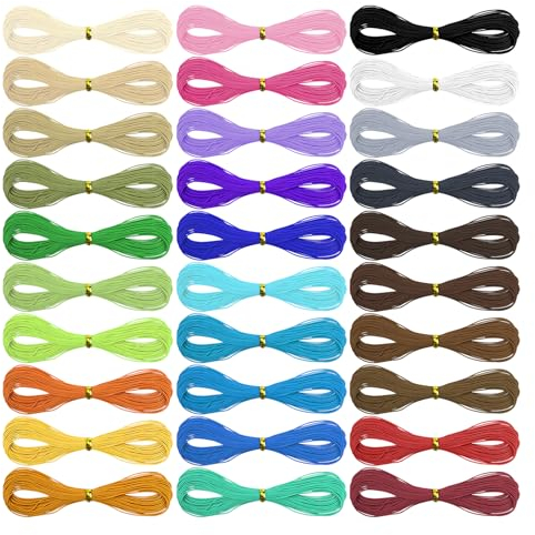 Rapidbok 30 Farben Gewachste Baumwollschnur, Gewachste Schnur Bunt 1mm x10m, Baumwollkordel Polyesterschnur, Makramee Garn für DIY Armbänder Basteln, 10m/Rollen