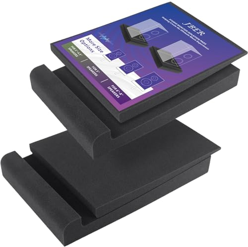 JBER 2 Pack Acoustic Isolation Pads, Studio Monitor Speaker Isolation Foam Pads, High Density Acoustic Foam Suitable for 3-4.5 Inch Speakers for Sound Improvement Prevent Vibrations (8 * 6.3 * 1.4'')