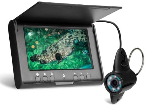 Andoer 720P Underwater Fishing Camera Portable Video Fish Finder with 4.3 Inch IPS Monitor IP68 Waterproof IR Night Vision Built-in Battery 15M Cable Underwater Camera for Ice Lake Sea Boat Fishing