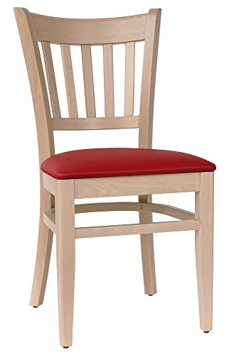 abritus Set 2 Stühle Stuhl Esszimmerstuhl Küchenstuhl Wohnzimmerstuhl Holz Buche Massiv Natur Polster Kunstleder rot, fertig montiert Belastbarkeit 150 kg *T002 *T002