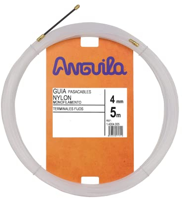 Anguila | Guía Pasacables | Terminales Fijos | Monofilamento | Nylon | Color Blanco | Diámetro 4mm| 5 metros