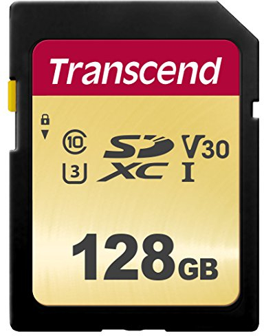 Transcend Carte Mémoire SDXC 500S 128 Go - UHS-I Classe 3 - MLC NAND - pour vidéo 4K Ultra HD - TS128GSDC500S