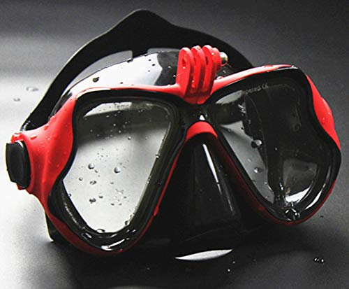 WOWDECOR Tauchmaske für Gopro Kamera Erwachsene Kinder mit Kurzsichtigkeit Kurzsichtig, Schnorchelmaske Taucherbrille Dioptrin Dioptrien Korrektur - Rot (0)