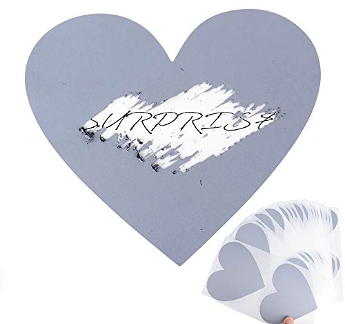 50 Silber Rubbel Etiketten Herz Rubbelkarten Rubbelsticker Hochzeit Überraschung Rubbel Folie Rubbelaufkleber Rubbellos Scratch Off Label Card 7x8cm