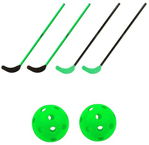 TOOLZ Hockeyschläger Set für spannende Matches - Indoor & Outdoor Hockey-Set - Hockeyausrüstung mit 4 Schlägern (70cm lang) + 2 Bälle inklusive