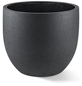 Luca Lifestyle Pflanzkübel Grigio New Egg Pot Anthrazit Rund Fiberglas *5 Jahre Garantie* - 36x36x31 cm - Premium Qualität - F1508
